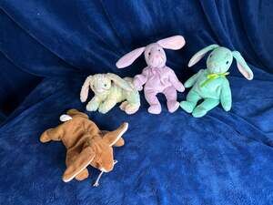 Ty Beanie Babies Bunny Lot of 4: Hippie, Floppity, Springy, and Nibbler